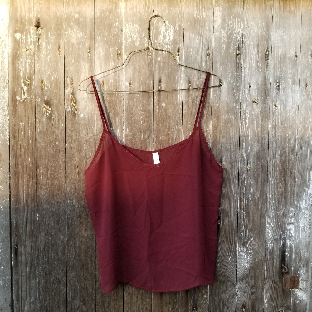 American Apparel Burgundy Chiffon Top L